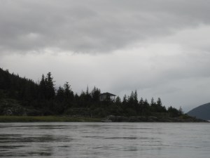 first spotting of the cabin on Taku Point