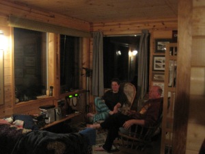 relaxing at night in the cabin