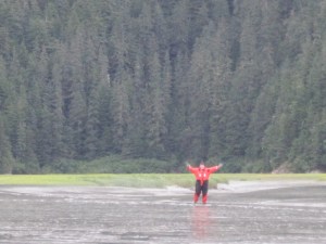 Matt cheering as Kelly and Harry rode the boat out!